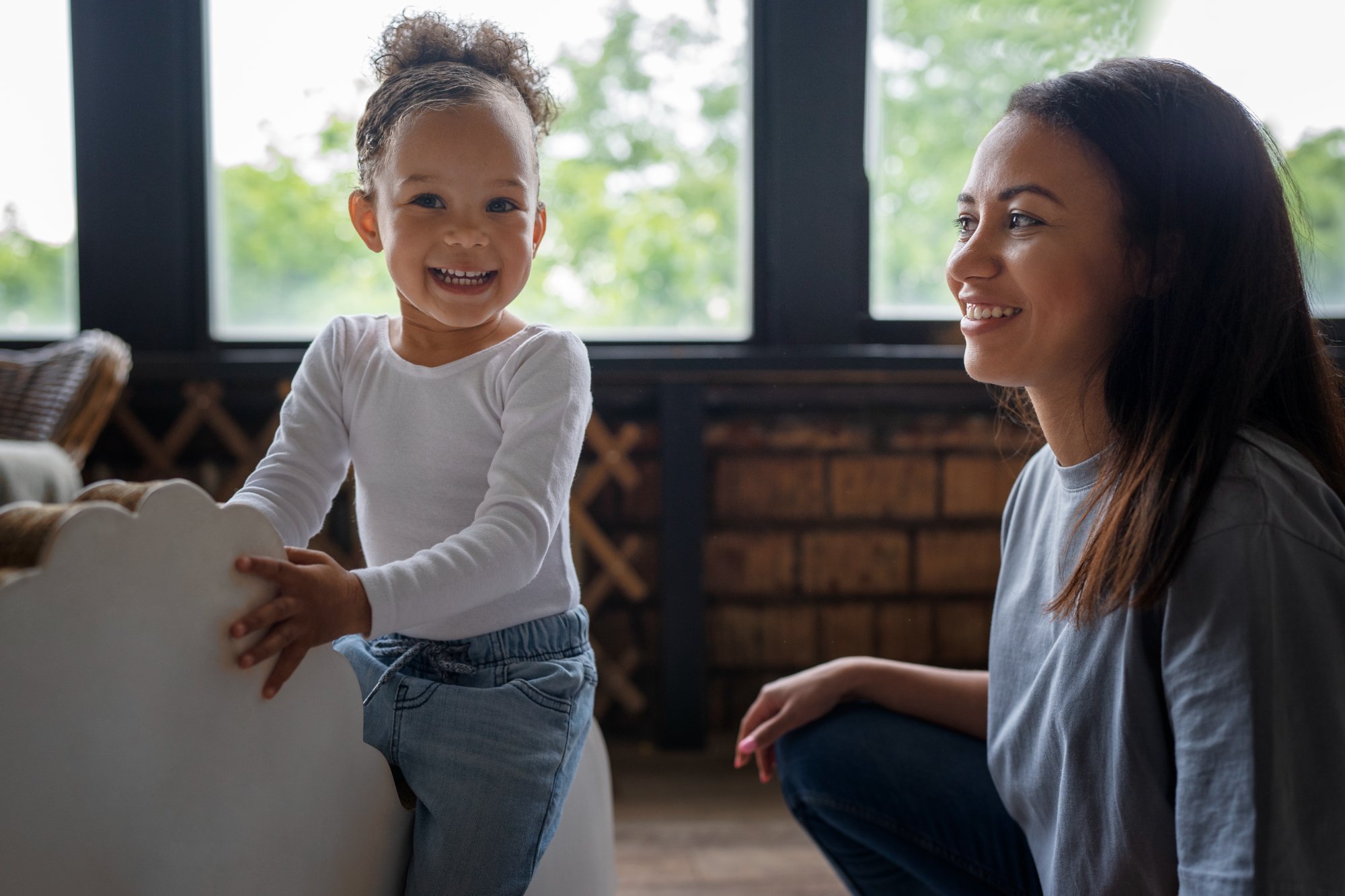 Mom and child sharing a joyful moment